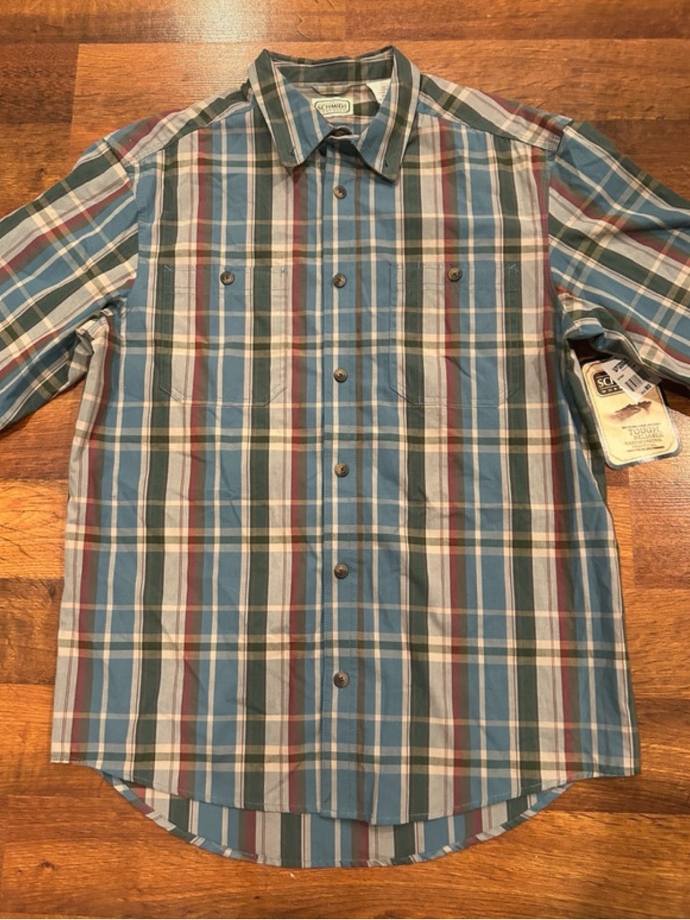 NWT CE Schmidt Shirt Mens Medium Plaid Short Sleeve Button Up